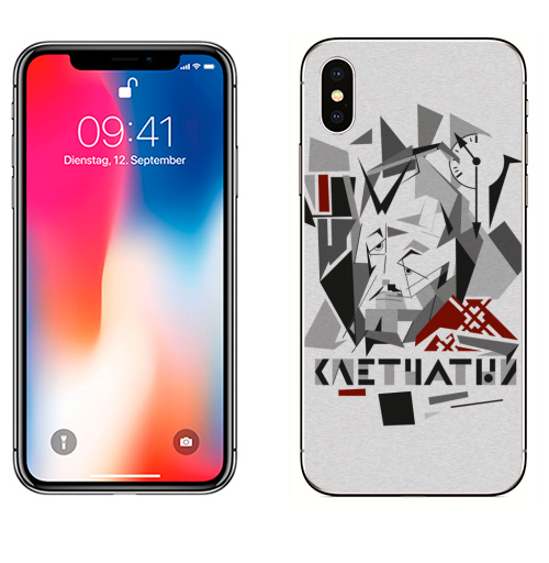 Наклейка на Телефон Apple iPhone X Клетчатый,  купить в Москве – интернет-магазин Allskins, кино, авангард, живопись, кубизм