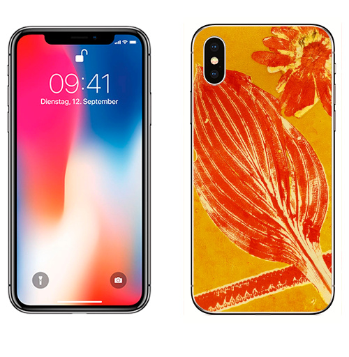 Наклейка на Телефон Apple iPhone X Сохранить солнце,  купить в Москве – интернет-магазин Allskins, желтый, солнце, листья, бумага, яркий, оранжевый, лето