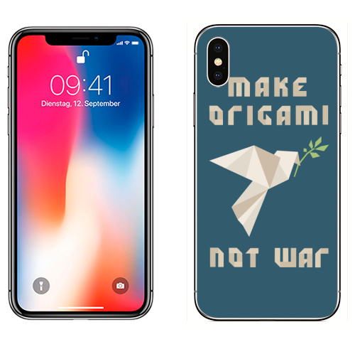 Наклейка на Телефон Apple iPhone X Оригами голубь мира,  купить в Москве – интернет-магазин Allskins, нет войне, Peace, святое, мир, увлечения, хобби, военные, бумага, птицы, оригами