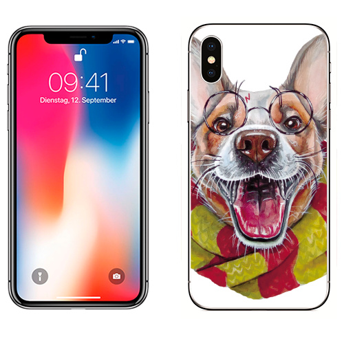Наклейка на Телефон Apple iPhone X Гарри Дог Плоттер,  купить в Москве – интернет-магазин Allskins, крутые животные, Гарри, собаки