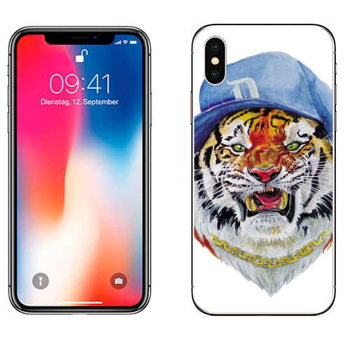 Наклейка на Телефон Apple iPhone X Тигр тот еще чувак,  купить в Москве – интернет-магазин Allskins, крутые животные, тигры, тигра, животные, дикий, характер, милые животные
