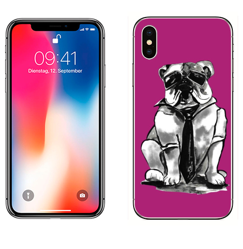 Наклейка на Телефон Apple iPhone X Гроза района,  купить в Москве – интернет-магазин Allskins, собаки, персонажи, графика, розовый, прикол, круто