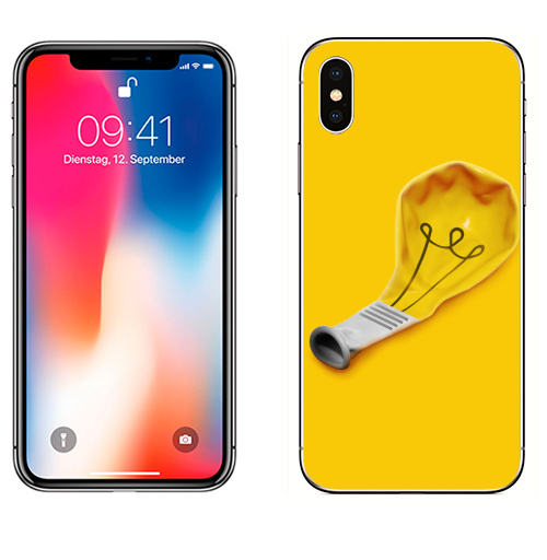 Наклейка на Телефон Apple iPhone X Идея сдулась,  купить в Москве – интернет-магазин Allskins, лампа, желтый, идея, небо, любовь, поп-арт, сюрреализм