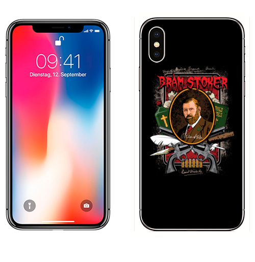 Наклейка на Телефон Apple iPhone X Брэм Стокер,  купить в Москве – интернет-магазин Allskins, литература, вампиры, оружие, чеснок, писатели, портреты, классика