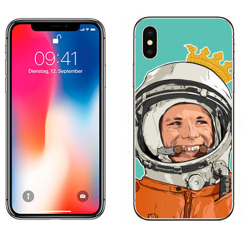 Наклейка на Телефон Apple iPhone X Гагарин,  купить в Москве – интернет-магазин Allskins, космос, космонавтика