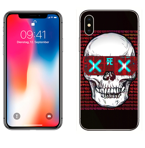 Наклейка на Телефон Apple iPhone X Кибер смерть,  купить в Москве – интернет-магазин Allskins, киберпанк, череп, гики