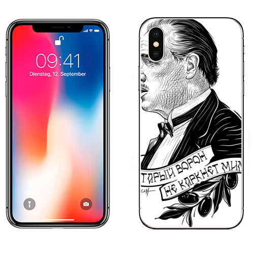 Наклейка на Телефон Apple iPhone X Старый ворон не каркнет мимо,  купить в Москве – интернет-магазин Allskins, мотивация, мафия