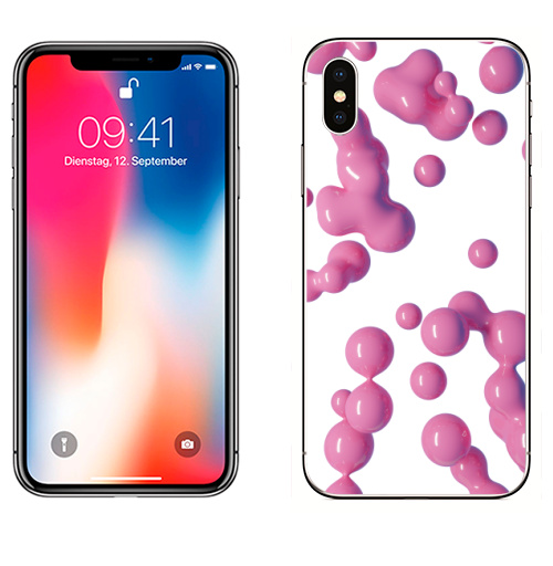 Наклейка на Телефон Apple iPhone X Пузыри Жвачки,  купить в Москве – интернет-магазин Allskins, жвачка, пузыри, пузырьки, розовый, баблгам, бабл, трехмерный, рендер, сферы, жидкость