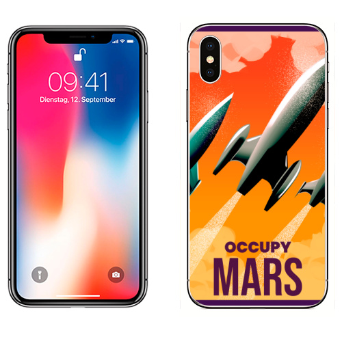 Наклейка на Телефон Apple iPhone X Оккупируй марс,  купить в Москве – интернет-магазин Allskins, мотивация, Марс, космос, земля, путешествия, захват