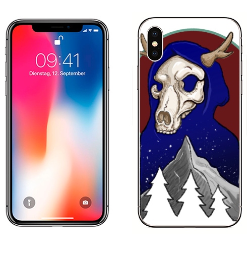 Наклейка на Телефон Apple iPhone X Лесной обитатель,  купить в Москве – интернет-магазин Allskins, лес, лесной, природа, горы, горный, пикник, путешествия, хранитель, кемпинг, палатка, поход, нечто