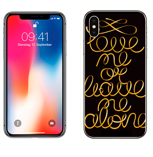 Наклейка на Телефон Apple iPhone X Love me or  leave me alone,  купить в Москве – интернет-магазин Allskins, надписи на английском, для влюбленных, надписи, любовь, типографика