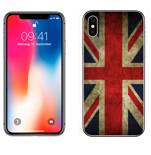 Наклейка на Телефон Apple iPhone X Наклейки Британский флаг,  купить в Москве – интернет-магазин Allskins, флаг, Англия, 300 Лучших работ