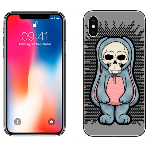 Наклейка на Телефон Apple iPhone X Няшечка,  купить в Москве – интернет-магазин Allskins, заяц, монстры, любовь, зомби, хэллоуин, череп, для влюбленных, костюм