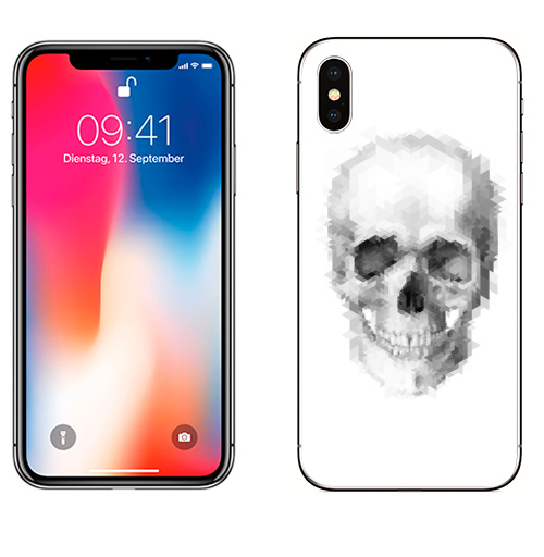 Наклейка на Телефон Apple iPhone X Череп 2,  купить в Москве – интернет-магазин Allskins, хэллоуин, череп, черно-белое