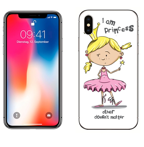 Наклейка на Телефон Apple iPhone X I'm princess,  купить в Москве – интернет-магазин Allskins, продажи_надписи, 300 Лучших работ, надписи на английском, 8 марта, волнует, детские, принцесса, надписи