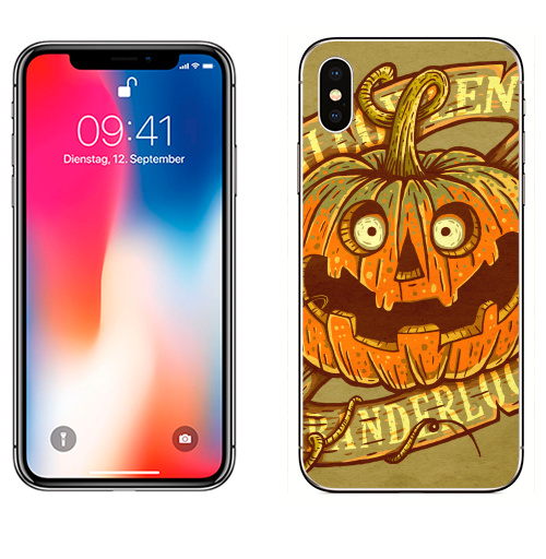 Наклейка на Телефон Apple iPhone X Halloween, banderlogs!,  купить в Москве – интернет-магазин Allskins, пикник, монстры, хэллоуин, тыква, бандерлог