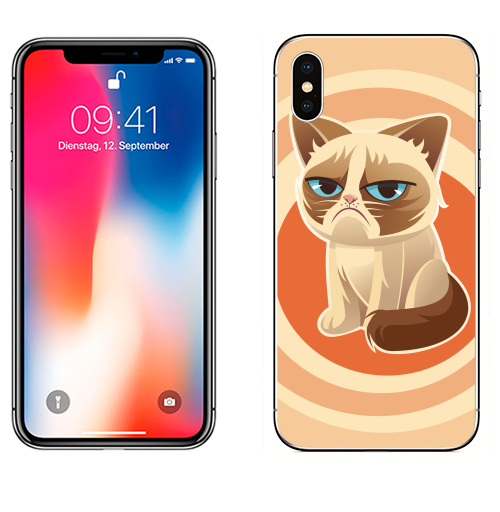 Наклейка на Телефон Apple iPhone X Сурове, грустне, котячне,  купить в Москве – интернет-магазин Allskins, милые животные, 300 Лучших работ, любовь, кошка, персонажи, женские