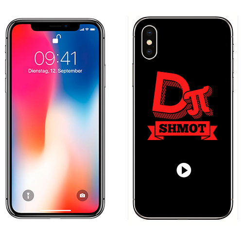 Наклейка на Телефон Apple iPhone X DIPI Shmot,  купить в Москве – интернет-магазин Allskins, черно-белое, музыка, типографика, надписи, логотип, надписи на английском