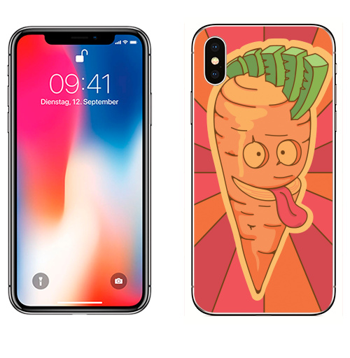 Наклейка на Телефон Apple iPhone X Ирокез!,  купить в Москве – интернет-магазин Allskins, морковка, ирокез, овощи, оранжевый, персонажи