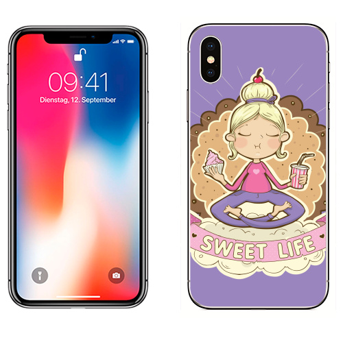 Наклейка на Телефон Apple iPhone X Sweet ,  купить в Москве – интернет-магазин Allskins, розовый, сладости, детские