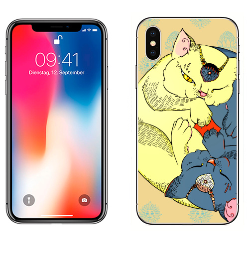 Наклейка на Телефон Apple iPhone X Кото-китч,  купить в Москве – интернет-магазин Allskins, животные, кошка, символика