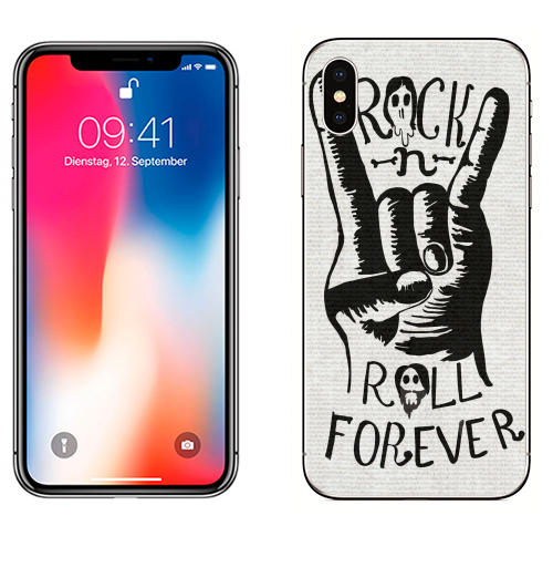 Наклейка на Телефон Apple iPhone X Rock-n-roll forever?,  купить в Москве – интернет-магазин Allskins, надписи на английском, музыка, надписи, рокнролл, rock