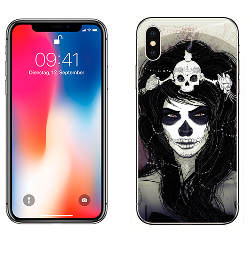 Наклейка на Телефон Apple iPhone X Santa Muerte,  купить в Москве – интернет-магазин Allskins, муерте