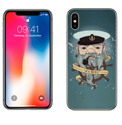 Наклейка на Телефон Apple iPhone X Старый капитан,  купить в Москве – интернет-магазин Allskins, надписи на английском, капитан, детские, морская, свобода