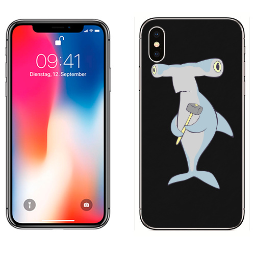 Наклейка на Телефон Apple iPhone X Hammerhead,  купить в Москве – интернет-магазин Allskins, монстры, рыба, акула, вода, морская, океаны