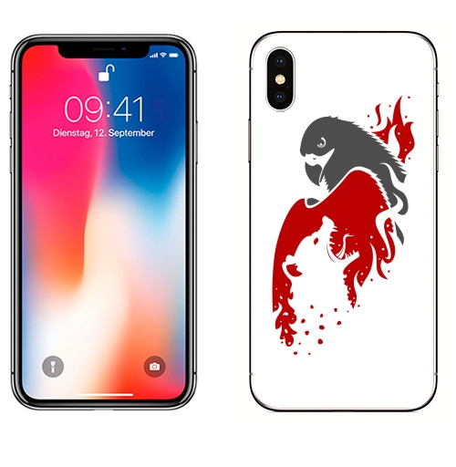 Наклейка на Телефон Apple iPhone X Беркут,  купить в Москве – интернет-магазин Allskins, огонь, логотип, орел, птицы, символ, оскал, гиена