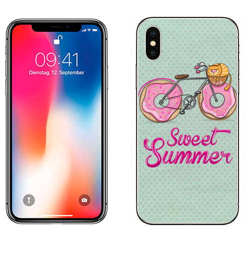 Наклейка на Телефон Apple iPhone X Ах, лето,  купить в Москве – интернет-магазин Allskins, велосипед, лето
