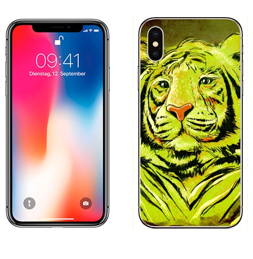 Наклейка на Телефон Apple iPhone X Тигры,  купить в Москве – интернет-магазин Allskins, животные, тигры