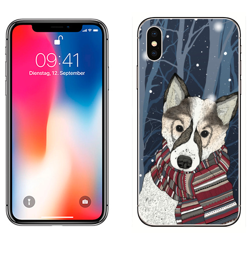 Наклейка на Телефон Apple iPhone X Томислав,  купить в Москве – интернет-магазин Allskins, крутые животные, снег, зима, собаки