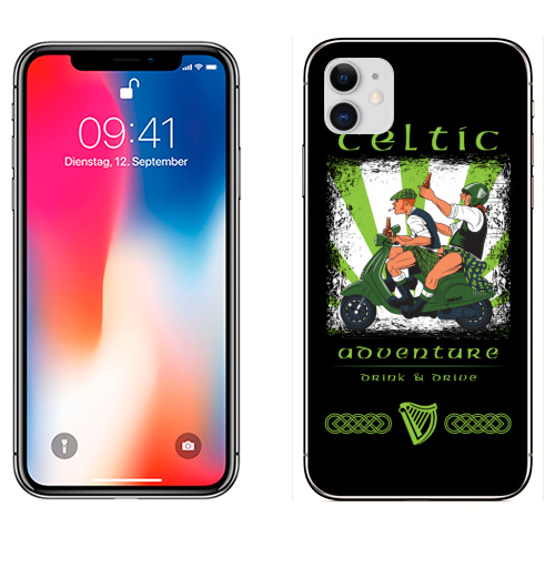 Наклейка на Телефон Apple iPhone 11 Кельтское приключение,  купить в Москве – интернет-магазин Allskins, Ирландия, кельт, килт, мотоцикл, приключения, алкоголь, персонажи, путешествия, отдых