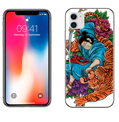 Наклейка на Телефон Apple iPhone 11 Меч самурая,  купить в Москве – интернет-магазин Allskins, классика, Япония, самурай, тигры, ориентал, Китай, цветы, японская