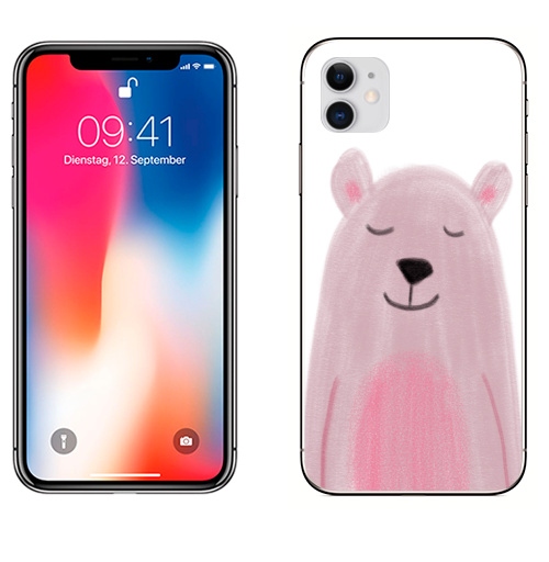 Наклейка на Телефон Apple iPhone 11 Розовый медведь,  купить в Москве – интернет-магазин Allskins, медведь