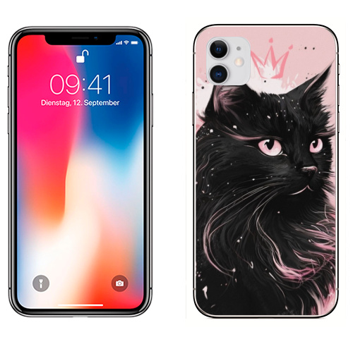 Наклейка на Телефон Apple iPhone 11 Властительница мурлыканья,  купить в Москве – интернет-магазин Allskins, сарказм, кошка, корона, королева, черный, кота, пушистая, розовый