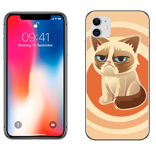 Наклейка на Телефон Apple iPhone 11 Сурове, грустне, котячне,  купить в Москве – интернет-магазин Allskins, милые животные, 300 Лучших работ, любовь, кошка, персонажи, женские