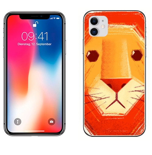 Наклейка на Телефон Apple iPhone 11 Грустный лев,  купить в Москве – интернет-магазин Allskins, милые животные, детские, животные, любовь, желтый, лето, оранжевый, печаль, король, грустные, печальный
