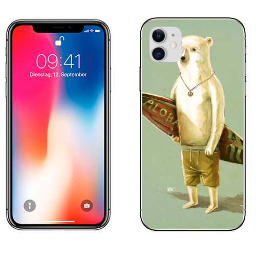 Наклейка на Телефон Apple iPhone 11 Алоха,  купить в Москве – интернет-магазин Allskins, серфинг, медведь, лето, 300 Лучших работ