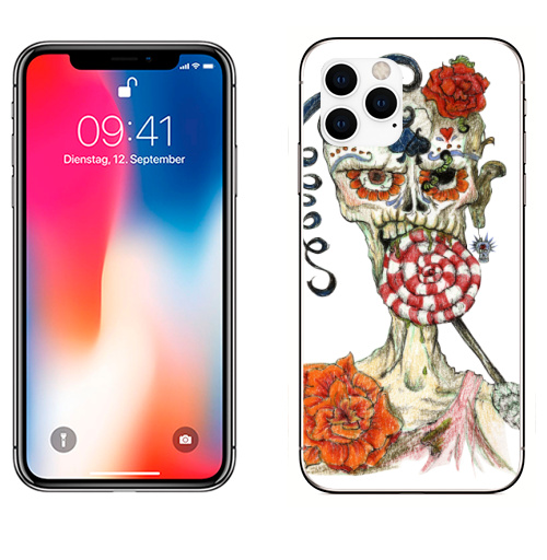 Наклейка на Телефон Apple iPhone 11 PRO Зомби шуга-скалл,  купить в Москве – интернет-магазин Allskins, мистика, череп, скелет, зомби, Мексика, хэллоуин