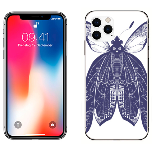 Наклейка на Телефон Apple iPhone 11 PRO Мотыль,  купить в Москве – интернет-магазин Allskins, бабочки, череп