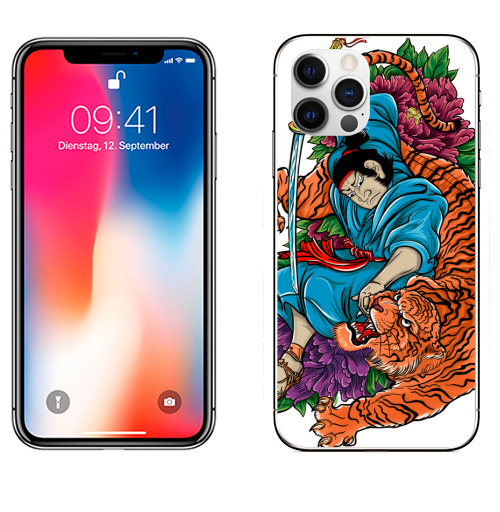 Наклейка на Телефон Apple iPhone 12 PRO Меч самурая,  купить в Москве – интернет-магазин Allskins, классика, Япония, самурай, тигры, ориентал, Китай, цветы, японская