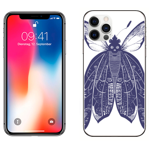 Наклейка на Телефон Apple iPhone 12 PRO Мотыль,  купить в Москве – интернет-магазин Allskins, бабочки, череп