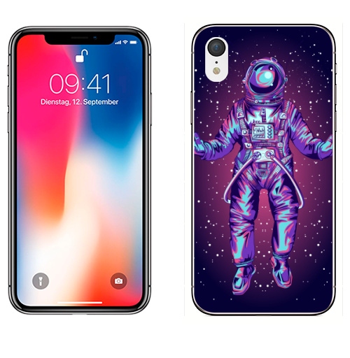 Наклейка на Телефон Apple iPhone XR Космическая левитация,  купить в Москве – интернет-магазин Allskins, космос, звезда, синий