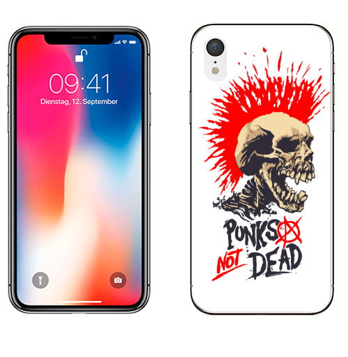 Наклейка на Телефон Apple iPhone XR Punk not dead,  купить в Москве – интернет-магазин Allskins, панк, punknotdead, rock, череп