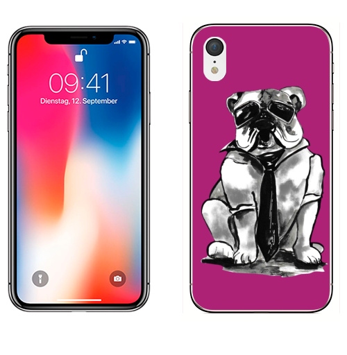 Наклейка на Телефон Apple iPhone XR Гроза района,  купить в Москве – интернет-магазин Allskins, собаки, персонажи, графика, розовый, прикол, круто