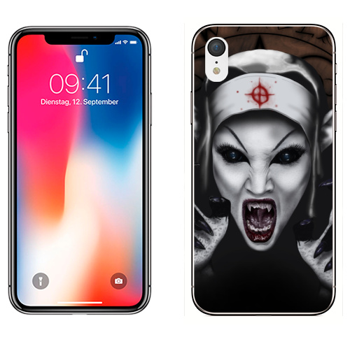 Наклейка на Телефон Apple iPhone XR Пора обняться,  купить в Москве – интернет-магазин Allskins, мистика, для влюбленных, вампиры, дьявол, хоррор, хэллоуин, магия, укус, вурдалак, девушка