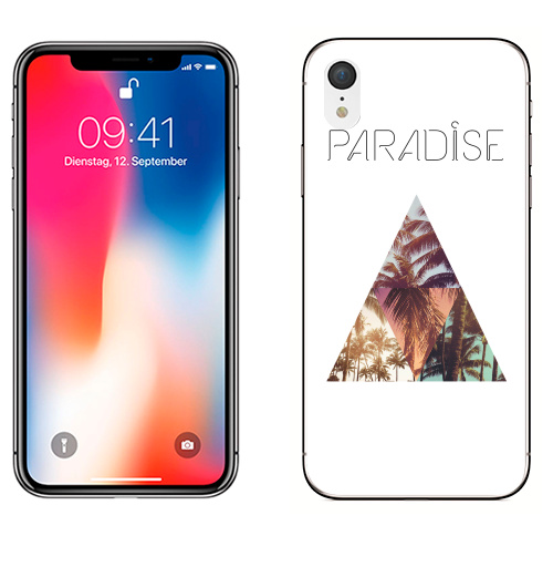 Наклейка на Телефон Apple iPhone XR Paradise,  купить в Москве – интернет-магазин Allskins, треугольник, абстракция, природа, рай, хипстер, пальмы, текстура