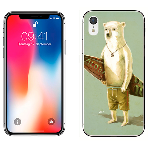 Наклейка на Телефон Apple iPhone XR Алоха,  купить в Москве – интернет-магазин Allskins, серфинг, медведь, лето, 300 Лучших работ